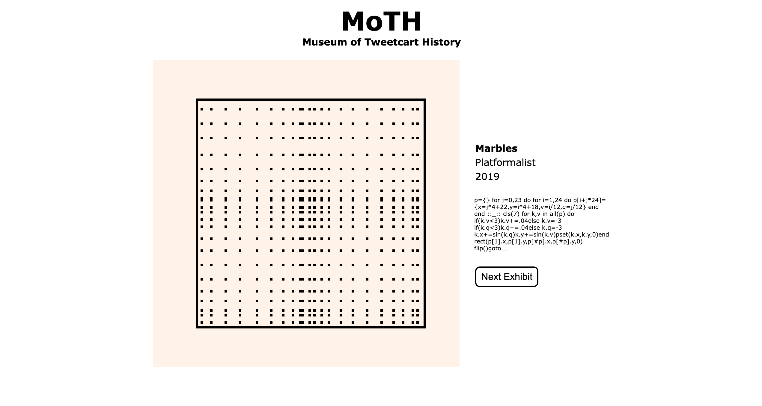 Screenshot of the MoTH website